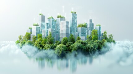 Obraz premium Green Technology Sustainability concept. A futuristic green city with AI optimized energy systems