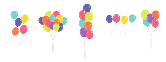 colorful balloons isolated on transparent background