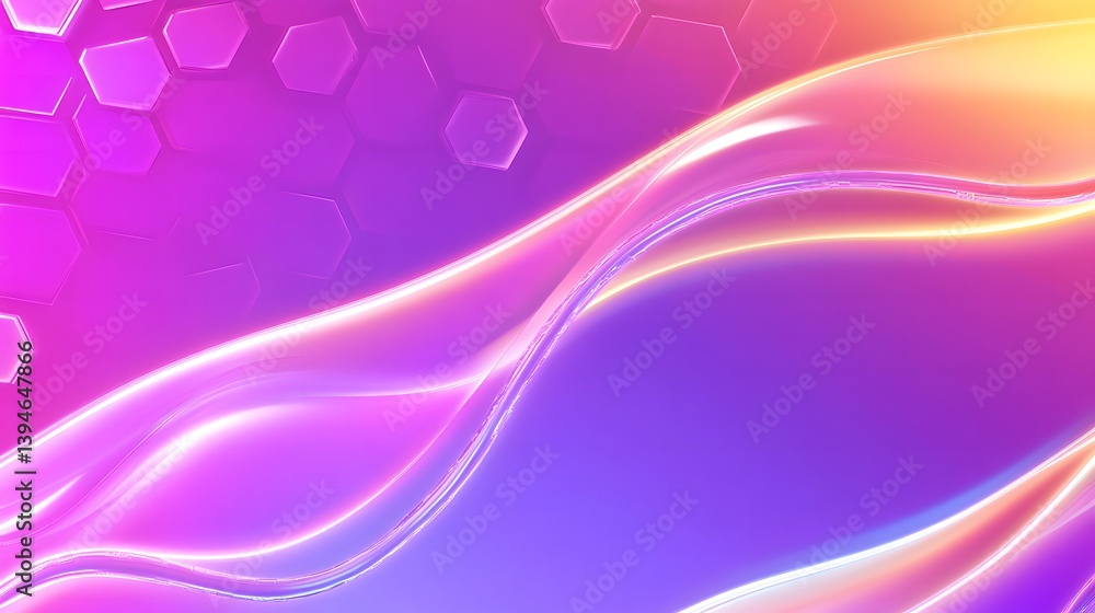 Poster abstract gradient with hexagonal patterns and wavy lines