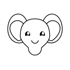 kawaii elephant head with heart shaped ears and a smile