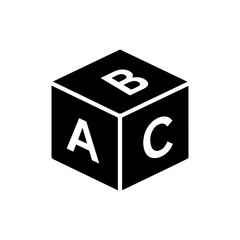 3D Cube with Letters A, B, and C on Faces Icon - Early Childhood Learning