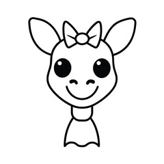 kawaii giraffe head with a little bow tie and blush