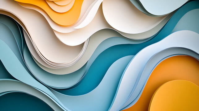smooth paper cut layers with gentle curves and a soothing color palette 