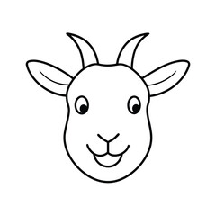 kawaii goat head with tiny curved horns and a peaceful smile