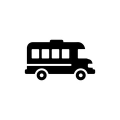 Bus with Rounded Edges and Visible Windows, School Transport Icon