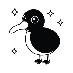 kawaii kiwi bird head with a big beak and round shape