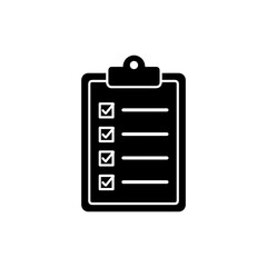 Minimal Black Clipboard with Checklist of Lessons Icon