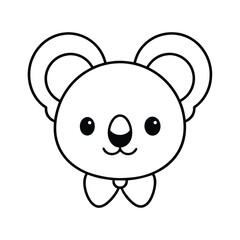 kawaii koala head with a bow tie and tiny paws