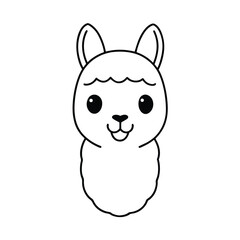 kawaii llama head with pastel colored fur and a smile