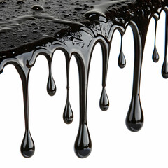 Abstract Black Liquid Dripping Down with Viscous, Glossy Texture