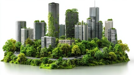 Obraz premium Green Technology Sustainability concept. Futuristic green city with AI managed energy grids