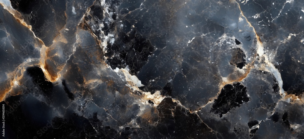 Poster black and gold marble texture with intricate veins and patterns for design projects