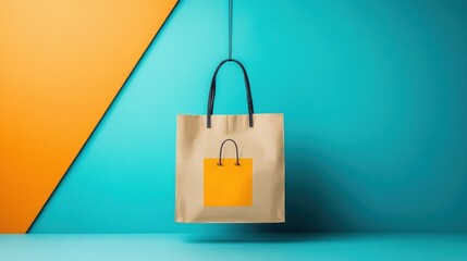 Beige shopping bag, vibrant colors