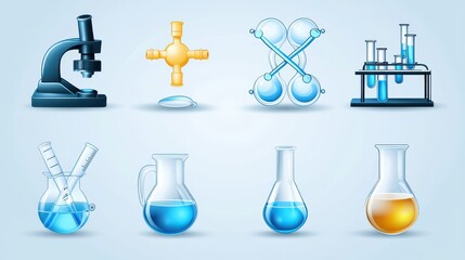Science education tools laboratory equipment illustrations digital art clean environment educational concept