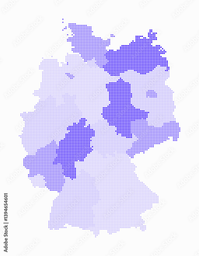 Poster germany dotted map. digital style map of the country on white background. germany shape with circle 