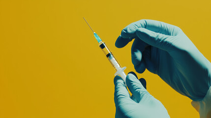 close up macro of medical professional using a syringe needle 