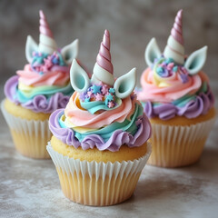 unicorn cupcakes with rainbow color palette