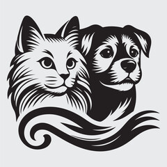 Vector image of dog and cat logo on white stock illustration