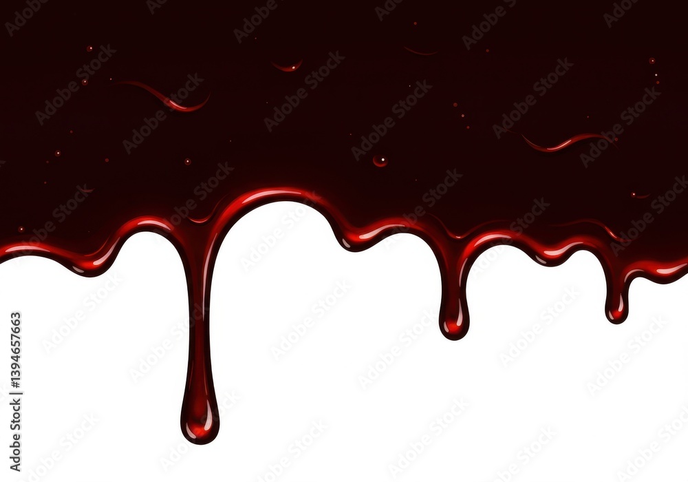 Aufkleber dark red liquid dripping down a white surface creating a visually striking and dramatic effect