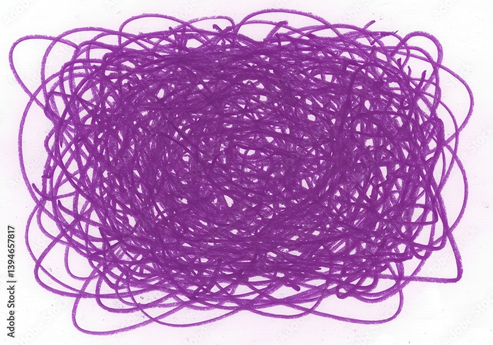 Poster abstract purple scribble lines forming a chaotic pattern on a white background art design element