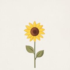 Vibrant sunflower clip art featuring bold yellow petals and a brown center on a clean white background, minimalistic and isolated design.