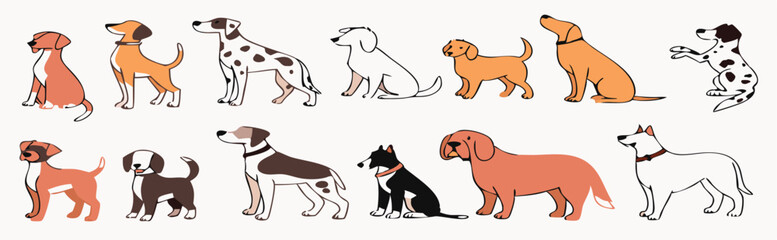 Cute Cartoon Cats and Dog Playing in Park with Toys and Paw Prints – Fun Animal Friends Clipart for Kids and Pet Designs. Cute Cartoon Dogs and Animals Celebration Set – Pet Care, Friendship.