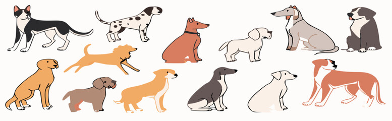 Cute Cartoon Cats and Dog Playing in Park with Toys and Paw Prints – Fun Animal Friends Clipart for Kids and Pet Designs. Cute Cartoon Dogs and Animals Celebration Set – Pet Care, Friendship.