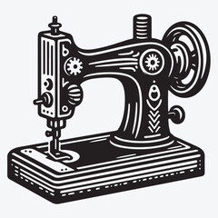 Vintage Sewing Machine Vector Icon Symbol stock illustration