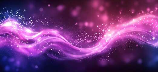 Fototapeta premium Abstract purple and pink wave background with sparkling lights and bokeh effects