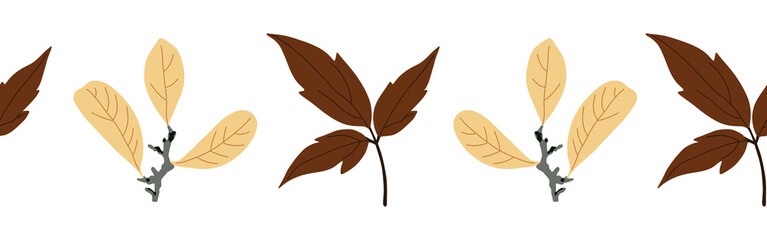 Leaves border on a white background. Hand-drawn illustration. Perfect for spring and summer.	