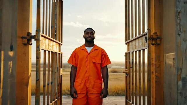 Prisoner leaving jail. Freedom.