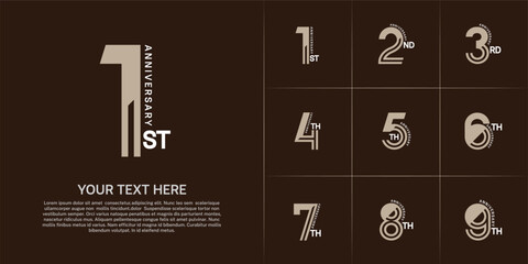 Anniversary logo type set with double line number. brown and white color can be use special moment