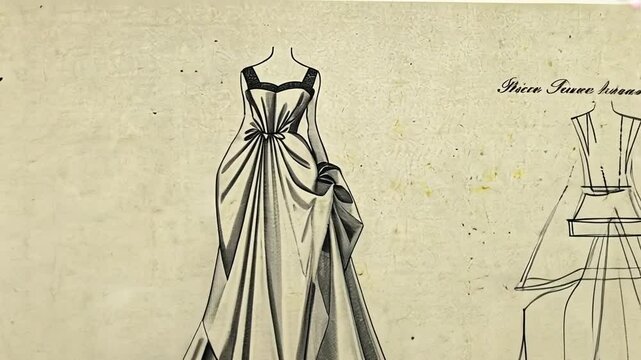 Sketch of a dress design.