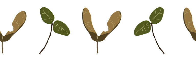 Leaves border on a white background. Hand-drawn illustration. Perfect for spring and summer.	