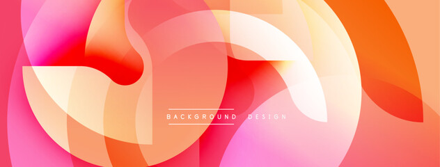 Abstract vibrant background. Overlapping circles create dynamic composition. Warm color palettepink, orange, yellowsuggests energy, modernity. Smooth gradients enhance visual appeal.
