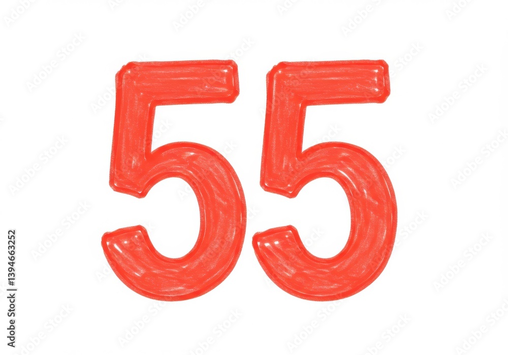 Aufkleber isolated image featuring the number fifty five in a bright red color on a white background