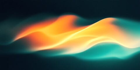 Obraz premium Abstract Teal and Orange Flowing Gradient Waves with Textured Details on Dark Backdrop