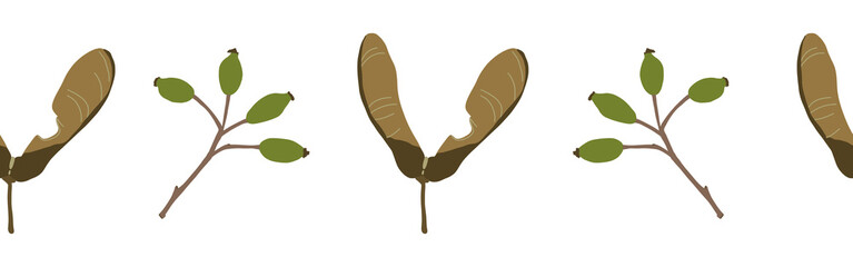 Border leaves and berries on a white background. Hand-drawn illustration. Perfect for spring and summer.	