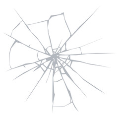Broken glass cracks, window shatter effect and vector realistic texture. Broken glass or shattered glass cracked of bullet or stone