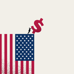 Import tariffs and impact of tariffs on united states of america. Financial crisis, stock market crash, recession. Minimal design eps10 illustration.
