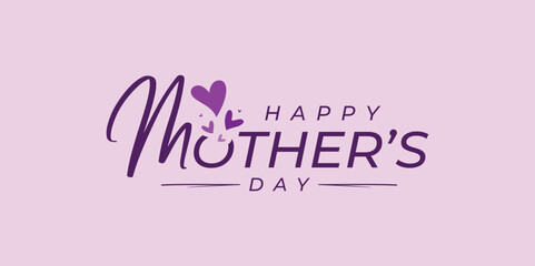Abstract Happy Mother's Day Lettering logo Design, Mother's Love design, love vector, handwritten mothers day logo.