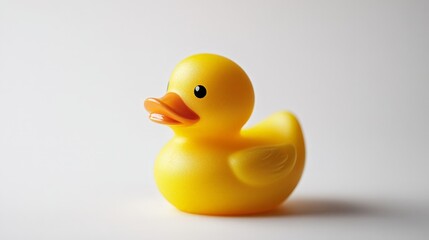 Fototapeta premium Close-Up of Yellow Rubber Duck Toy on White Background