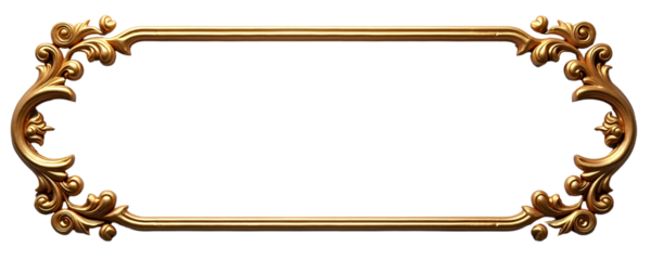 Ornate Gold Frame, Floral Border, Transparent Background. Elegant, Decorative.