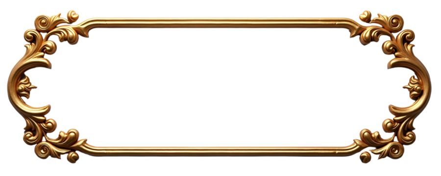 Ornate Gold Frame, Floral Border, Transparent Background. Elegant, Decorative.