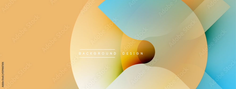 Aufkleber Abstract design features overlapping circles, warm orange, cool blue hues. Soft gradients create modern, minimalist aesthetic. Background suggests fluidity, movement.