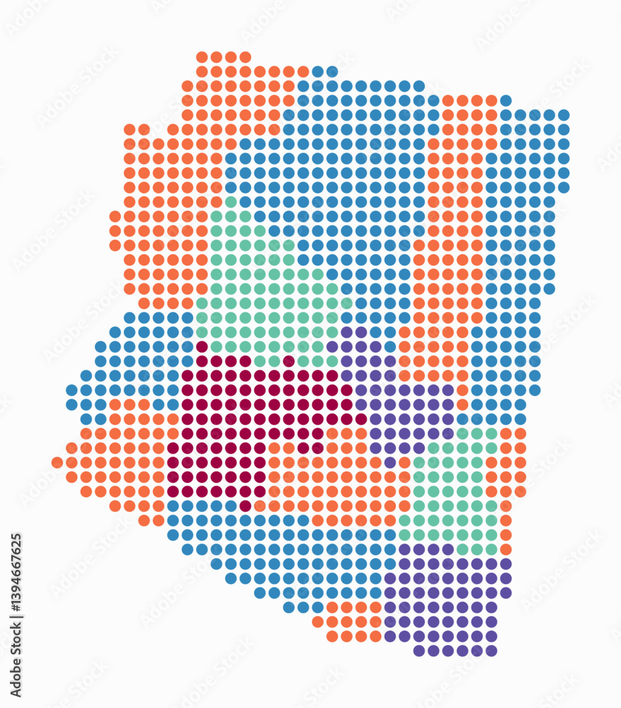 Poster arizona dotted map. digital style map of the state on white background. arizona shape with circle do