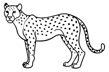 Minimalist Cheetah Vector Design in Line Art on White Background