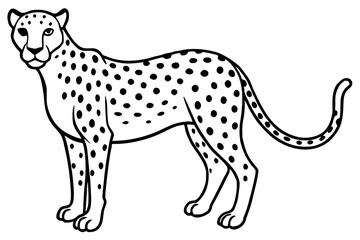Minimalist Cheetah Vector Design in Line Art on White Background