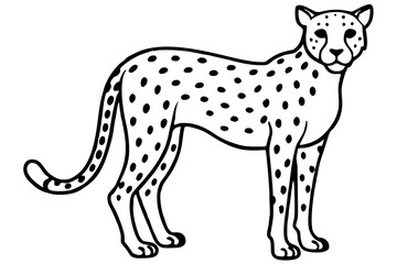 Minimalist Cheetah Vector Design in Line Art on White Background