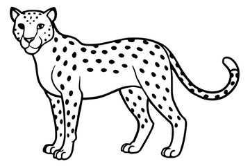 Minimalist Cheetah Vector Design in Line Art on White Background